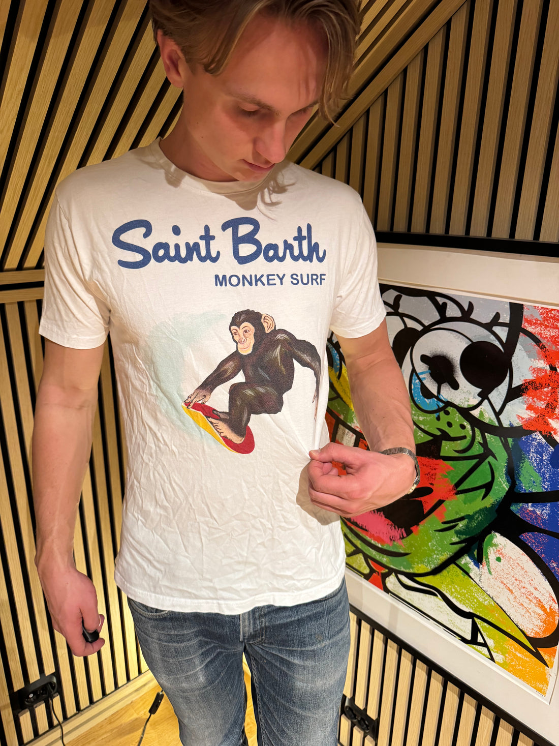 MC2 Saint Barth T-skjorte – Hvit «Monkey Surf»