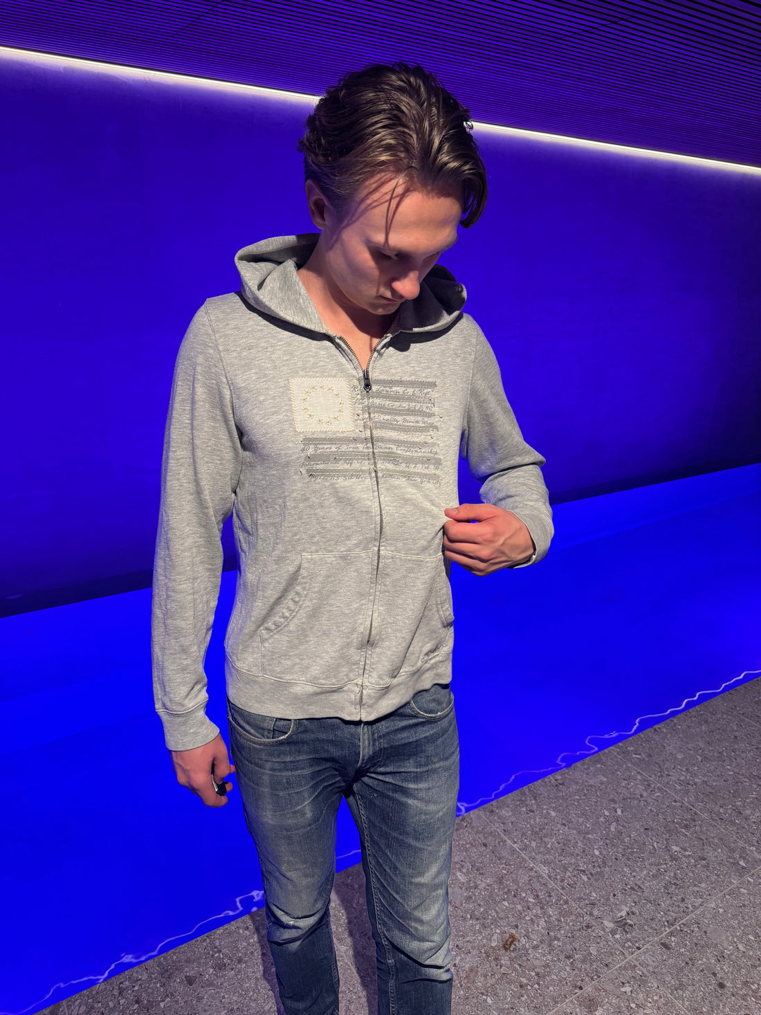 Polo Jeans Co. Hettejakke – Grå med flaggmotiv L