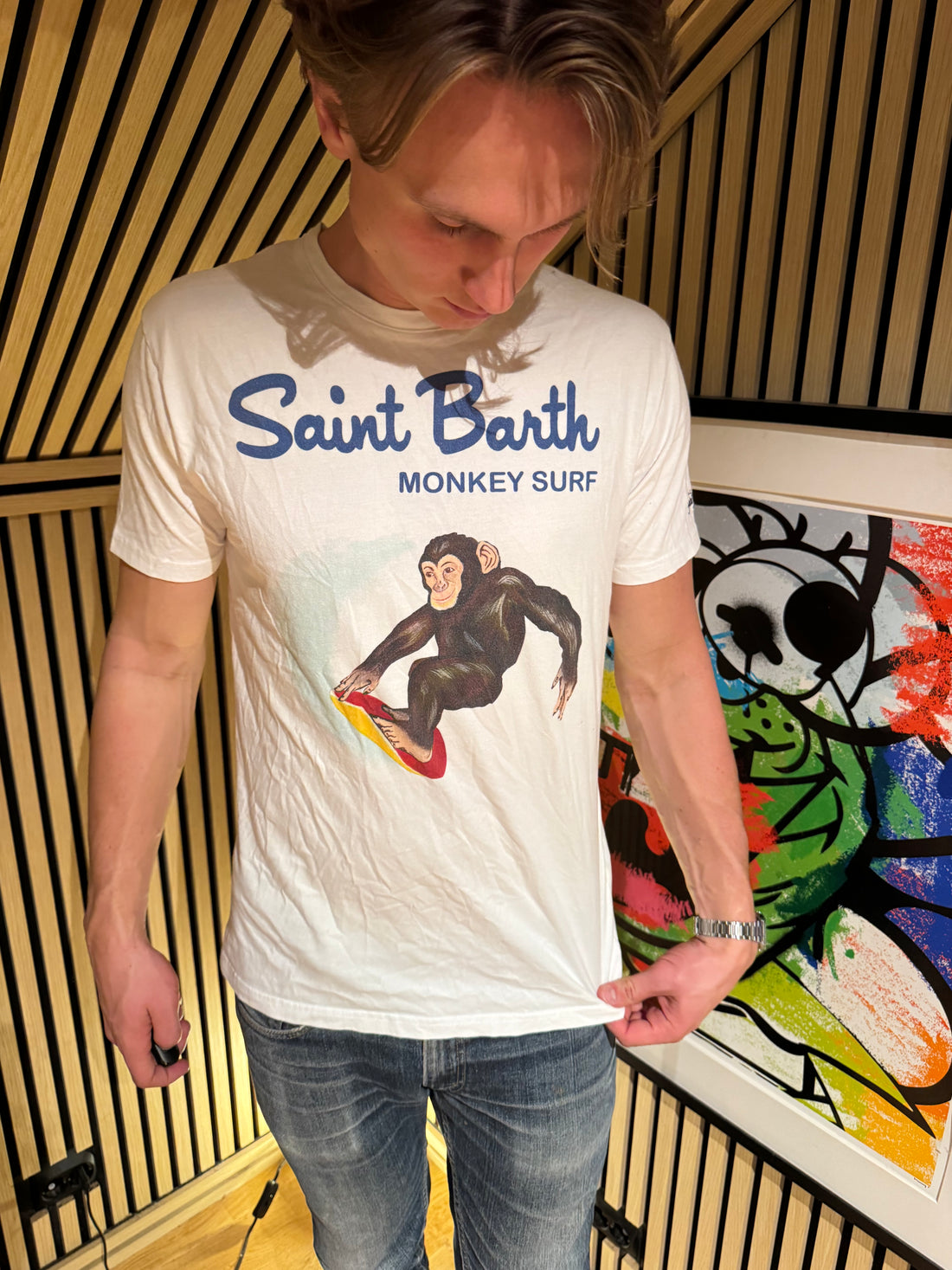 MC2 Saint Barth T-skjorte – Hvit «Monkey Surf»