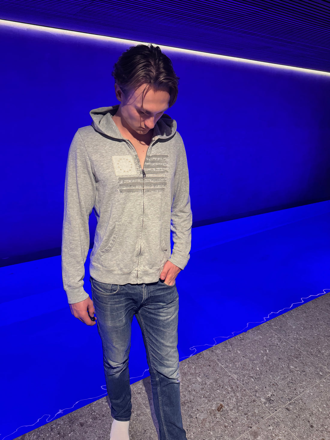 Polo Jeans Co. Hettejakke – Grå med flaggmotiv L