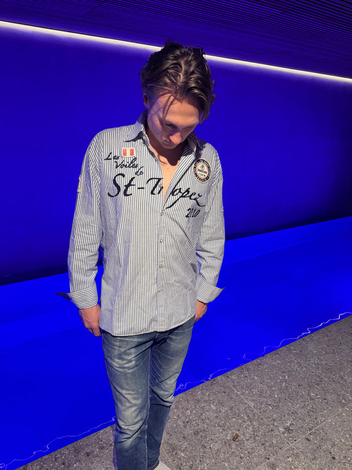 Gaastra Skjorte – Blå og hvit stripet «Les Voiles de St-Tropez» L-XL
