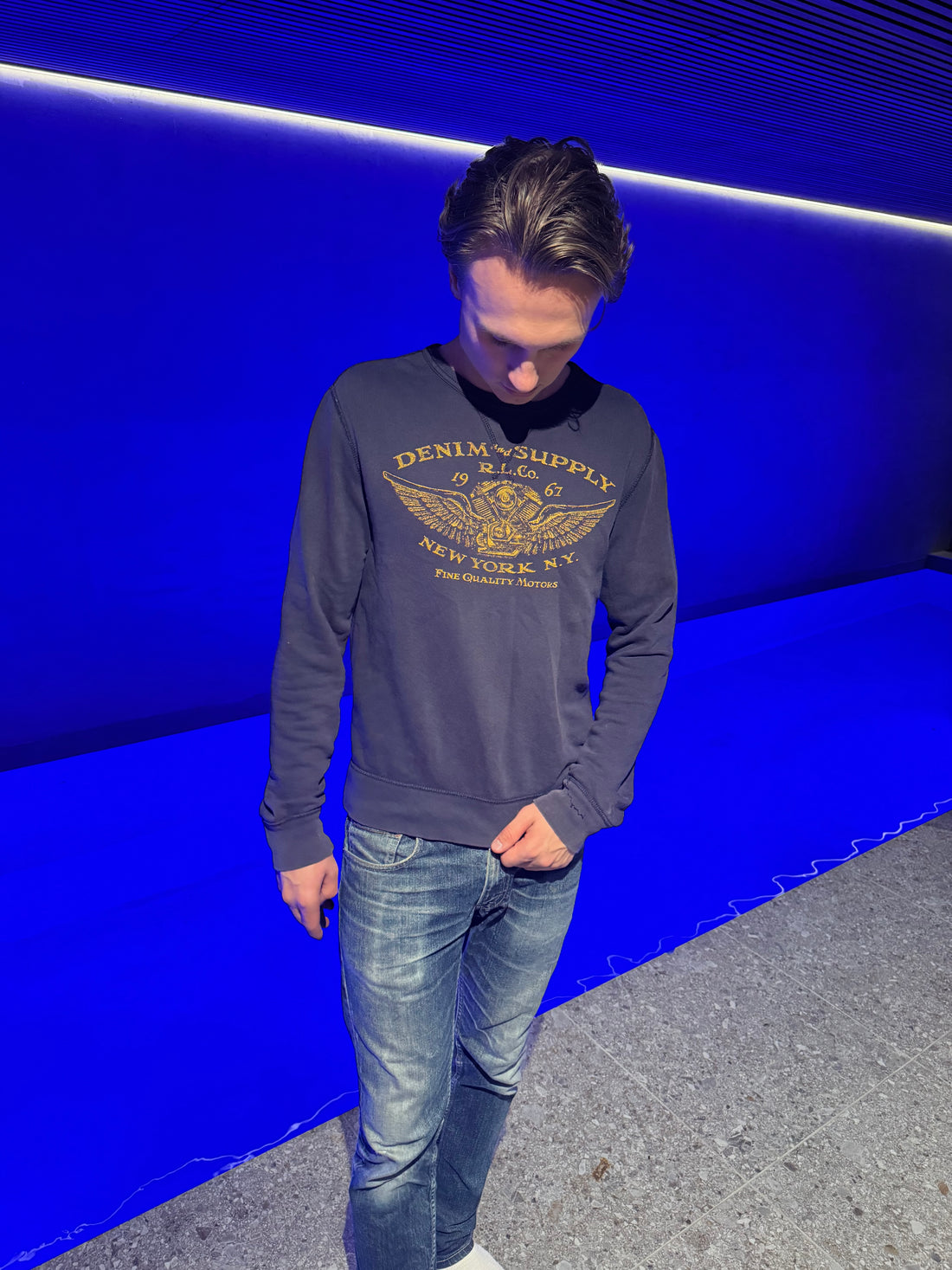 Denim & Supply Ralph Lauren Sweatshirt – Svart «Fine Quality Motors» M
