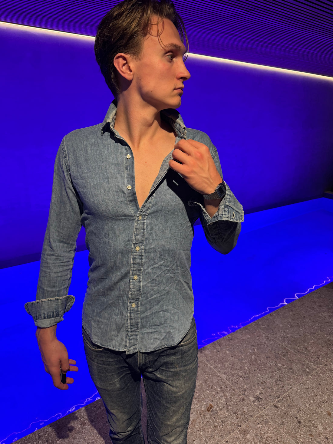 Polo Ralph Lauren Denimskjorte – Lys vask med flerfarget ponni