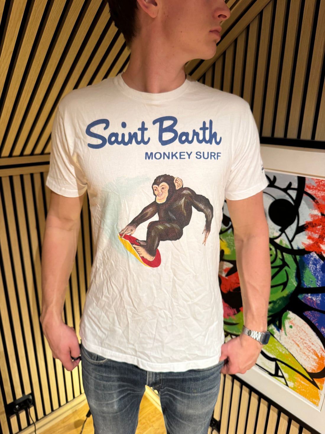 MC2 Saint Barth T-skjorte – Hvit «Monkey Surf»