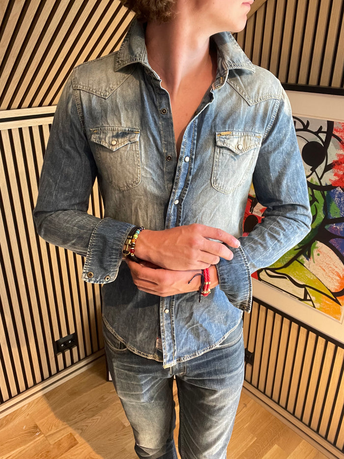 Denim Skjorte Med Pen Wash - M