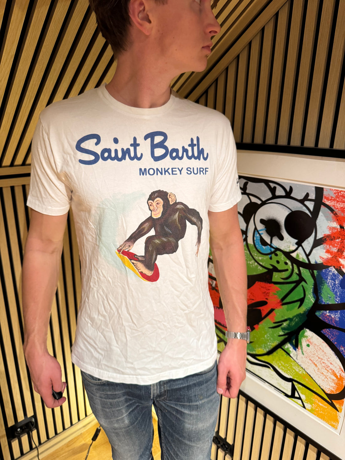 MC2 Saint Barth T-skjorte – Hvit «Monkey Surf»