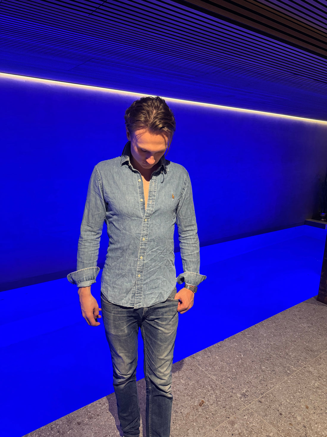 Polo Ralph Lauren Denimskjorte – Lys vask med flerfarget ponni