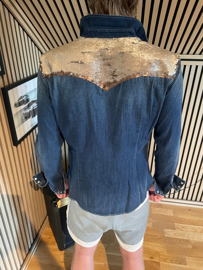 Jacob Cohën – Luksus Denimskjorte med Paljetter S