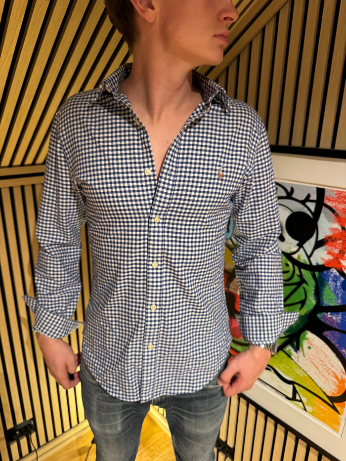 Ralph Lauren Skjorte – Blå og hvit rutet (gingham) med ponnilogo