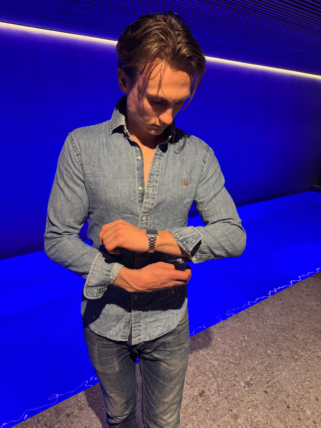 Polo Ralph Lauren Denimskjorte – Lys vask med flerfarget ponni