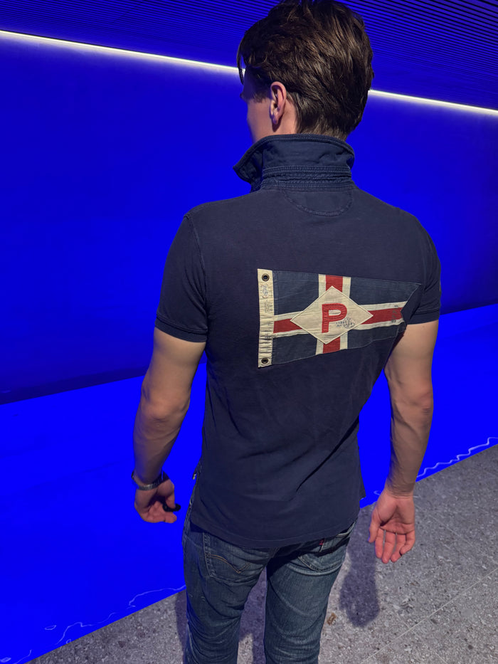 Polo Ralph Lauren Piké – Marineblå Big Pony med diagonal stripe S